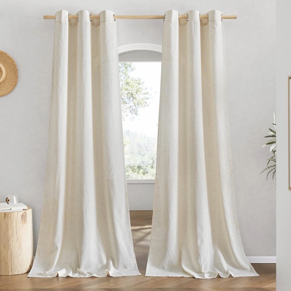 NWOT Nicetown Curtain Panels(2) Linen blend 42 x 90” Grommets Light Filtering